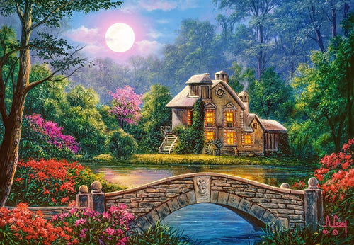 Cottage in the Moon Garden, 1000 Piece Jigsaw Puzzle by Castorland